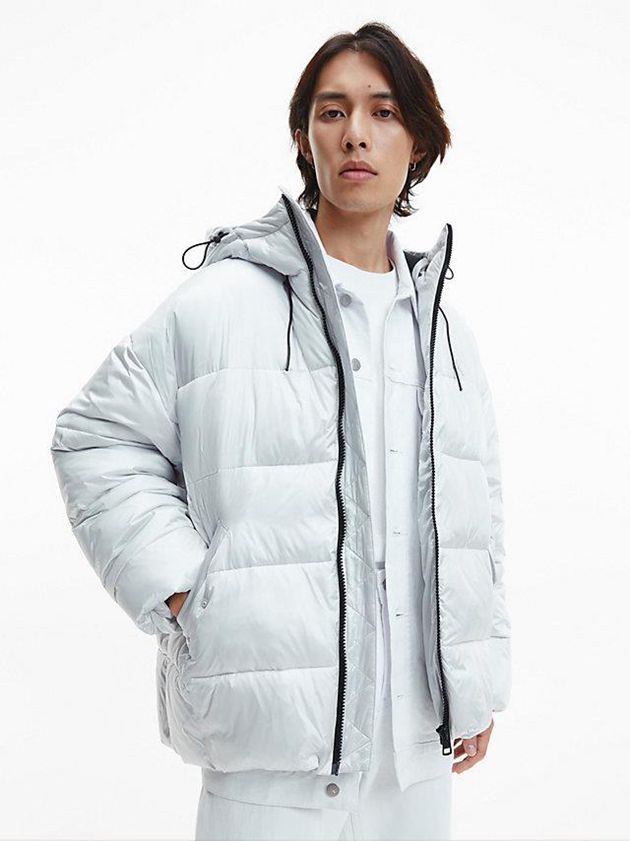 Calvin Klein USA Oversized Recycled Nylon Puffer Mens Jacket White 3097126-RP